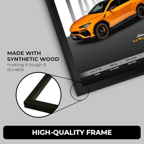 Image of Funk You Store Lamborghini Urus Poster | Framed Lamborghini A4 Sized (31 x 23 cm) | Car Posters for Wall, Gift for Boys, Supercar Frames | Car Poster (F 065)