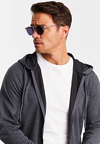 Björn Swensen Men's Hoodie Jacket Hooded Oversize Full-Zip Sweatshirt Sweater Pullover Longsleeve Long Sleeve Bs2001 Dunkel Grau Medium #TOP2