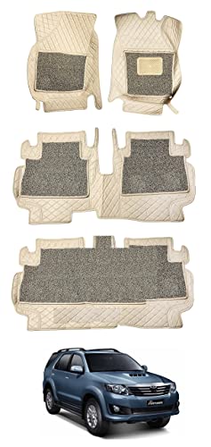 Image of Auto Hub 7D Mats Custom Fitted Car Mats Compatible with Fortuner Facelift (Model : 2021) Beige