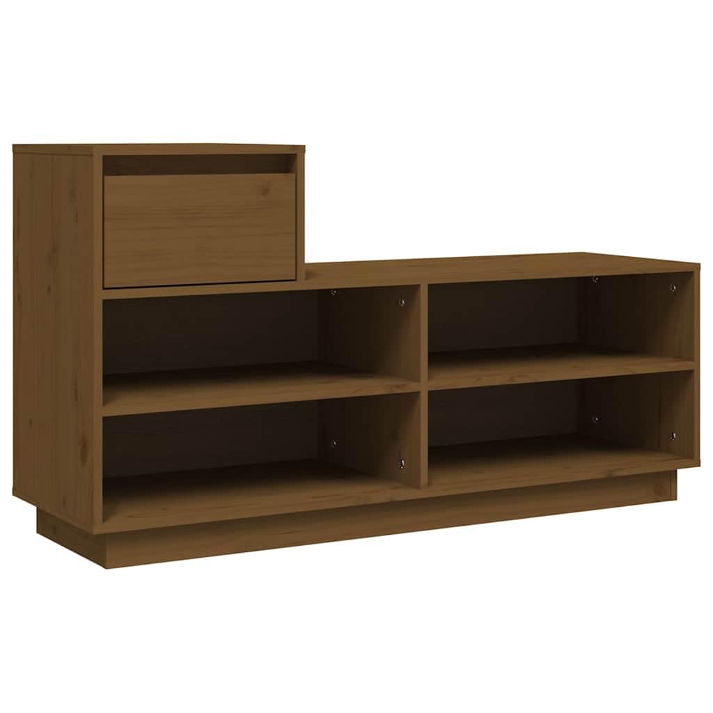 Scarpiera in Legno Di Pino Massiccio, 110x34x61 cm, con Cassetto E 4