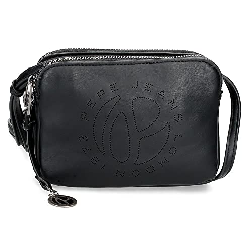 Joumma Bags. Pepe Jeans Mabel Borsa a tracolla Due scomparti Nero 19x13x3 cm Ecopelle, Nero, Borsa a tracolla a due scomparti