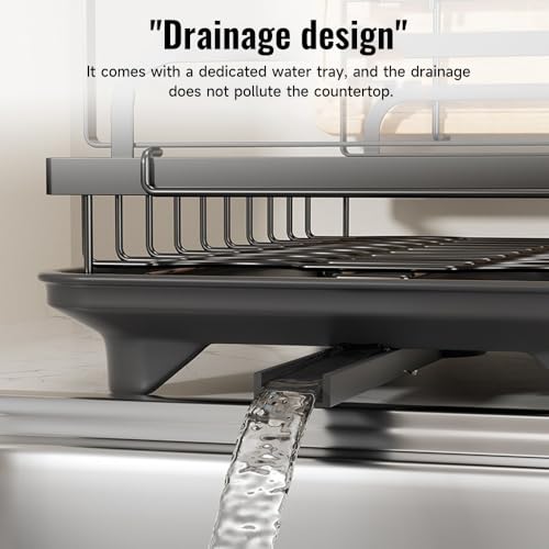 Egouttoir Vaisselle 2 Niveaux en Acier Inoxydable, Rangement Cuisine sur Evier, Organisateur Anti-Rayures pour Vaisselle, Tasses, Couverts et Planches à Découper – vue 5