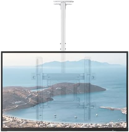 JXMTSPW TV Deckenhalterung Verstellbare Halterung für die meisten LED LCD OLED Plasma Flachbildschirme höhenverstellbar 42 bis 75 Zoll, bis 50kgs, Montagelöcher 400x400mm Neigungs