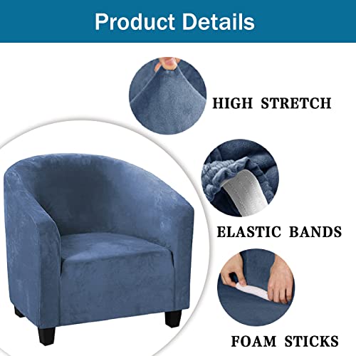 Funda de terciopelo para sillón club azul elástica y lavable OBASDFD 3