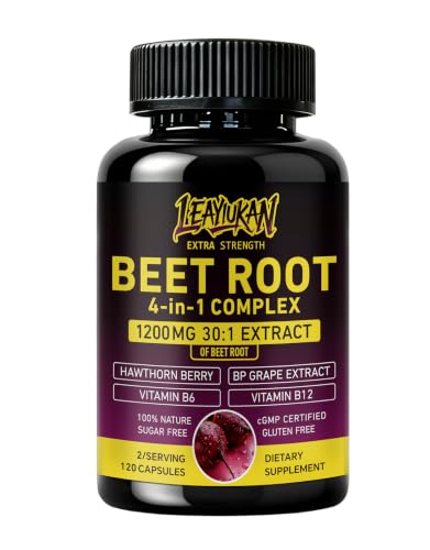 Image of Beet Root Capsules 1200mg, Nitric Oxide & Blood Pressure Support, 120 Caps