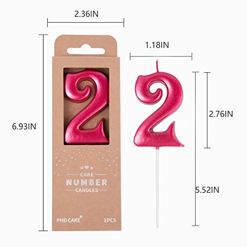 image for PHD CAKE 2.76 Inch Elegant Red 2 Number Birthday Candles, Red Number C