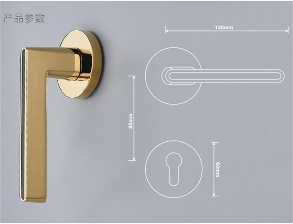 Brass Bedroom Door Lock Interior Mute Magnetic Wooden