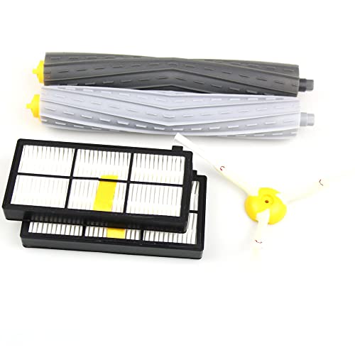 Kit de Servicio de Kit de Mantenimiento Premium Adecuado para Robots aspiradores iRobot Roomba Series 800, 900 | Set de cepillos extractores + 2 filtros HEPA AeroForce + Cepillo Lateral