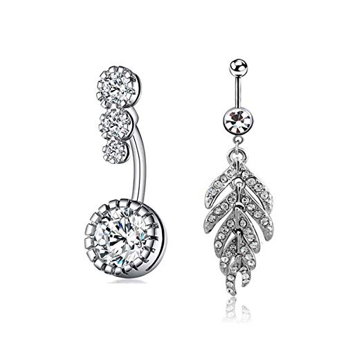 SXNK7 316L Surgical Steel Belly Piercing Button Rings Clear CZ Round Crystal Navel Rings Belly Rings Body Piercing Jewelry Women (Silver 1) SXNK7 316L Surgical Steel Belly Piercing Button Rings Clear CZ Round Crystal Navel Rings Belly Rings Body Piercing Jewelry Women (Silver 1)