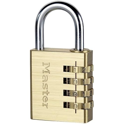 Master Lock 604EURD 4-Digit Combination Padlock with Aluminium Body and Brass Finish, Gold, 8,1 x 4 x 1,8 cm
