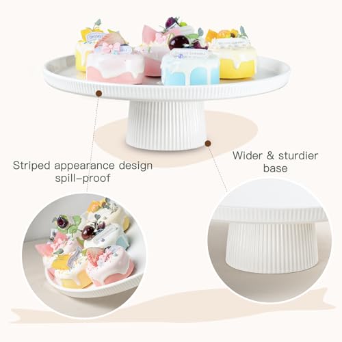 13 Inch Cake Stand, Ceramic Cake Stands for Party, Elegant Wedding Cake Plate for Dessert Table Display, Dessert and Cupcake Stand for Party, Baby Shower, Birthday, White - Image 6