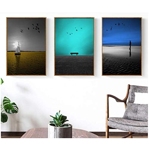 Affiche paysage de mer pour salon pour habiller un grand mur vide triptyque 50x70cm