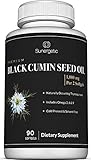 Sunergetic Premium Black Cumin Seed Oil Softgels – 1,000mg of Black Seed Oil Per Serving – Non GMO Cold Pressed Nigella Sativa – Includes Thymoquinone & Omega’s - 90 Softgels