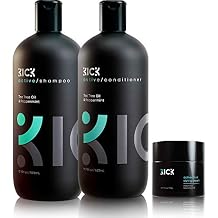 Kick Mens Shampoo + Conditioner + Hair Styling Cream - Mens Basics Bundle Itchy Scalp Styling for Dandruff & Thinning Hair - High Performance Anti-Dandruff, Anti-Hair Loss System for Men
