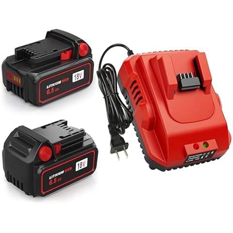 TOMAPEX 6.5Ah 18V Battery Replacement 2Pack for Milwaukee m-18 Battery and Charger Station Set, Compatible with Milwaukee 18V Cordless Power Tools Cover