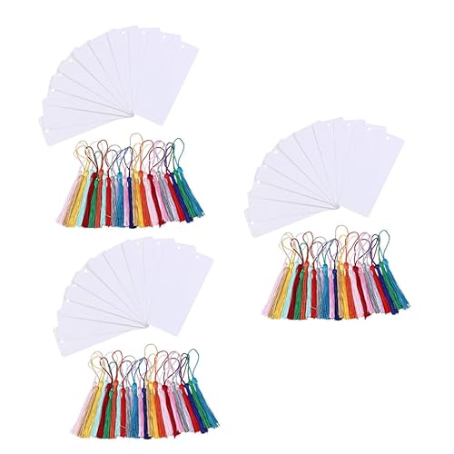 Marque-pages artisanaux vierges lot de 3 paquets de 48 pièces en papier avec pompons