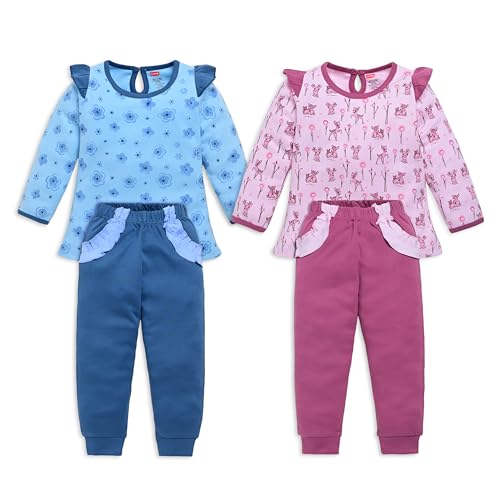 Image of LuvLap Baby Girls 100% Cotton Full Sleeve Top & Pyjama Sets, Pack Of 02