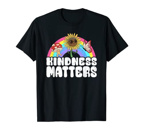 Hippie Retro Girasole Arcobaleno Sped Insegnante Gentilezza Matters Maglietta