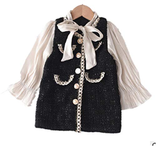 Toddler Baby Girl Knit Sweater Dress Cute Kids Ruffle Plaid Long Sleeve Dresses Top Fall Winter Warm Outfits Clothes (Flare Sleeve Black, 5-6X)