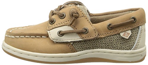 Sperry — Sapato náutico para meninas Songfish (Bebê/Criança pequena), Linho/Aveia, 7.5 Wide Toddler