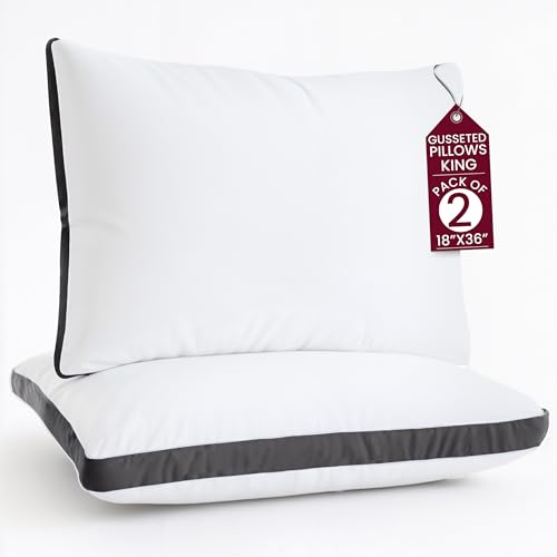 King Pillows 2 Pack Hotel Bed Pillows Down Alternative Gusseted 36x18 by LDC LUX DECOR COLLECTION - Used condition - Image 9