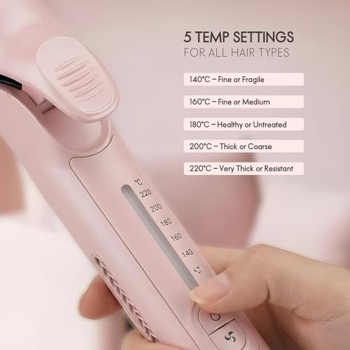 Image of ELLE 2-in-1 Ceramic Hair Straightener & Curler with Airflow Technology | Flat Iron for Straight, Curly & Wavy Styles | Anti-Frizz Fast Heating | All Hair Types