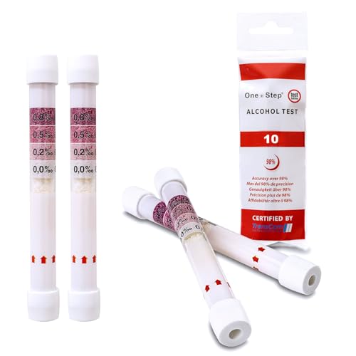 One+Step Alkoholtester 10 Stück für Deutschland und Europa mit 4 Messbereichen - Einweg Alkoholmessgerät