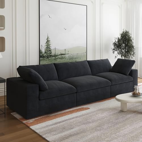 Image of JACH 3-Seater Modular Sectional Sofas for Living Room, Modern Convertible Cloud Couches, Cushion Covers Removable, Free Combination Module Sectional Couch for Living Room Bedroom Apartment, (Black)