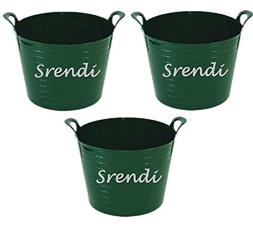 Easy Shopping 3 x 14 Litre Flexi Tub Garden Home Flexible Colour Rubber Storage Container Bucket Polyethylene Flex Tub- MADE IN U.K. (Green)