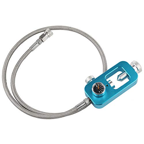Hpdmc 4500Psi Yolk Fill Station For Hpa Tanks - High Pressure Gauge - Aluminum Alloy Refill Adapter - 36In Teflon Hose - Din Valve For Pcp Paintball Tank Charging System (Blue) #TOP1