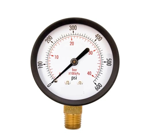 Manomètre 0-600 PSI avec cadran de 2 pouces et raccord bas NPT 1/4 pour mesure précise