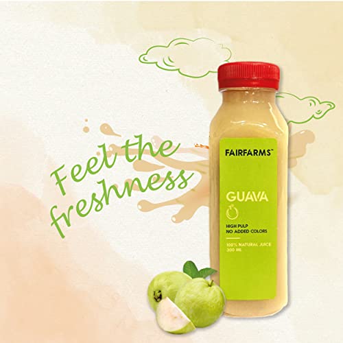 Image of Fairfarm Guava Juice | No Added Colour, 0% Concentrate | Enriched with pulp |Rich in Vitamin inchC inch & Fibre| Improve Digestion,FarmFresh (Pack of 12 X 300ml)