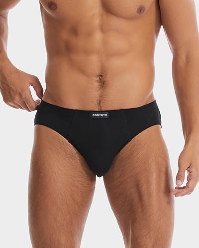 FORVEVO 7er Pack Unterhosen Herren Slip Baumwolle, Atmungsaktive Unterhosen Männer, Klassischer Weich Unterwäsche mit Tasche, Stretch, Ohne Etikett(XXL,Schwarz)