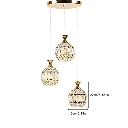 Chandelier Moderno Dorado de Cristal con 3 Luces Ajustables 8