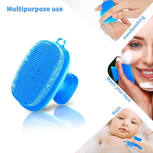 Image of VWMYQ Face Scrubber, Silicone Face Scrubber for Men, Gentle Exfoliator Pad & Massager, Facial Cleansing /Wash Brush - Removes Dead & Dry Skin (Blue, Square)