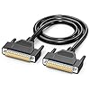 DB37 Cable Copper D-Sub 37 Pin Cord Shielded, D-Sub 37Pin Male to Male Cord 5FT, DB37 Extension Cable- Black 5