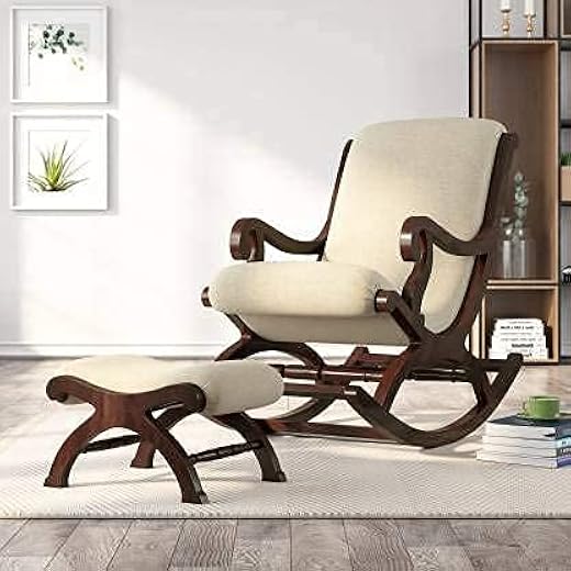 Colonial Rocking Chair Cream with Foot Rest