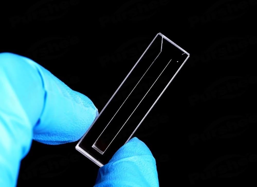 Cubeta de fluorescencia de microcuarzo con tapa, volumen de 1400 ul, longitud de trayectoria de 10 mm, compatible con espectrofotómetro UV-Visible