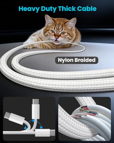 Image of Verilux PD 240W Type C Cable Fast Charging, 6.6Ft /2M Nylon Braided C Type Charger Cable with 480Mbps Data Transfer, Compatible with iPhone 17 /16 /15, Galaxy S26 /S25 /S24, MacBook, iPad
