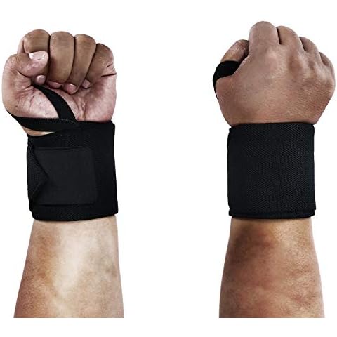 Professional Wrist Compression Strap Wrist Wraps Adjustable Support Braces Strap Belt with Thumb Loops for Weightlifting, Crossfit, Boxing, Strength Training, Tendonitis, Wrist Pain Relief-Wear(Black) Cover