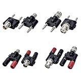 5 x Q9 Bananenstecker mit zwei 4 mm Bananenstecker, Koaxialstecker, T-Form, 3-Wege-Splitter-Adapter...