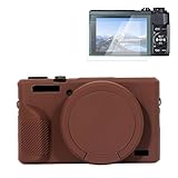 Rieibi Funda de Silicona para Cámara Canon G7X Mark III, Accesorios para Canon G7X Mark III Funda Incluyendo 2 Piezas de Protector de Pantalla, Tapa de Lente Desmontable para Cámara G7X3
