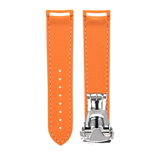 Ewatchparts 20Mm Rubber Band Strap Compatible With Omega Seamaster Planet Ocean Watch Clasp Orange Ws #TOP4