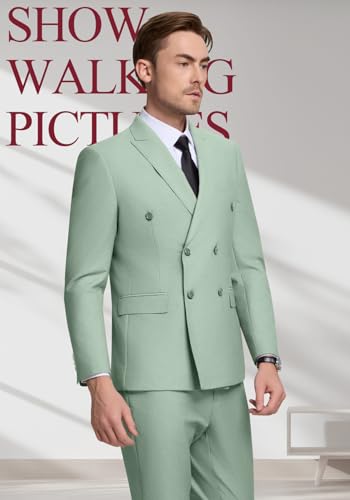 Double Breasted Suit Men Slim Fit 2 Pieces Suit Blazer Pants Formal 2 Button Tuxedo Jacket for Wedding Business Prom4