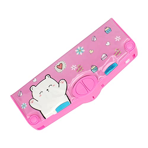Image of Minache Multifunction Pencil Case Pencil Box with 2 Compartments Cartoon Pattern Stationery Set with Pop Out Scissors and Pencil Sharpener, 7483+Style 1, bh-07483-01ADD
