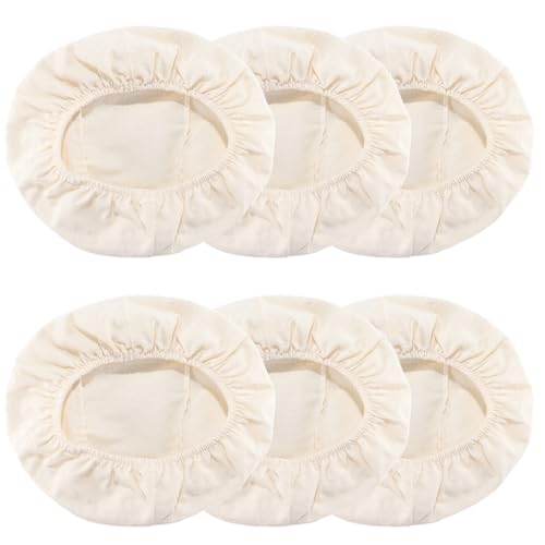 CREATCABIN 6 Piezas Pan Banneton Proofing Cesta Forro Tela Cubierta Redonda Pasta para Hornear Banneton Proofing Cesta de Masa Madre Forro Tela Ratán Natural para Masa Madre Panadería Horneado 24cm
