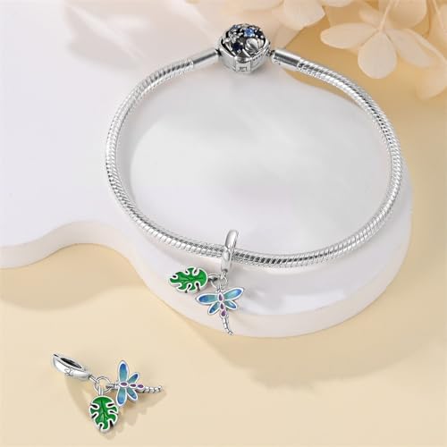 Image of ARTCHARM Ladybird Cat Bow Dragonfly Pendant 925 Sterling Silver with Enamal Good Luck Bead fit Bracelets Charms,Christmas Valentine Mother's Day Gift for Women Girls