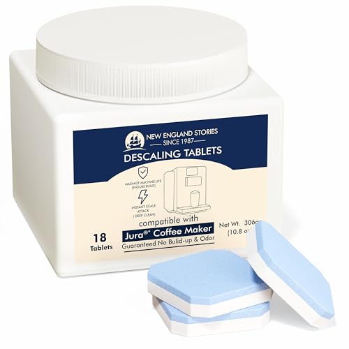 New England Stories Jura Compatible Descaling Tablets 18-Pack - Remove Limescale & Calcium, Improve Coffee Taste for Coffee Machines