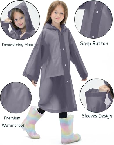 Image of 2 Pack Reusable Waterproof Raincoat EVA Emergency Rain Ponchos One Size Rain Jacket for Children, Boys and Girls
