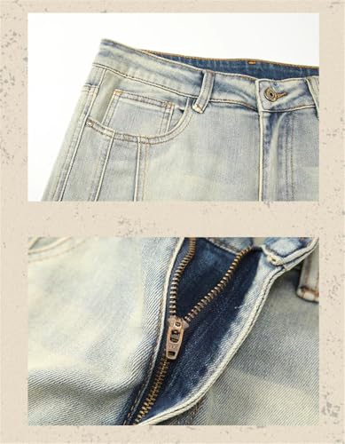 Men's Retro Fashion Motorcycle Jeans Fashionable Stitching Multi-Pocket Fashion Slim Jeans2